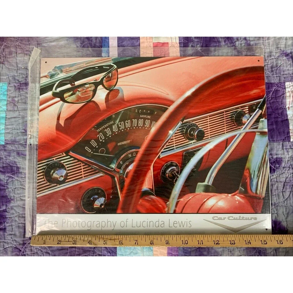 Lucinda Lewis Car Culture Dash Art Metal 16x12.5 Sign Decor Bar Man Cave Shop